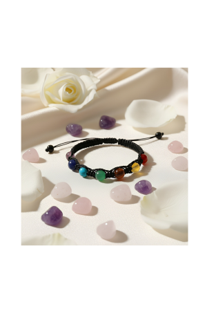 Pulsera siete chakras, hilo negro.