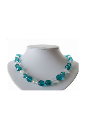 Collar de cristal checo bi-color y plata.